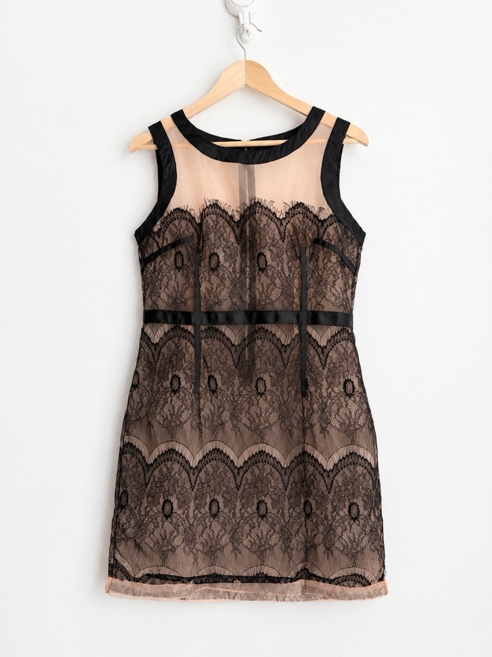 Vintage 90s Coquette Sheer Lace Boudoir Slip Mini Dress M